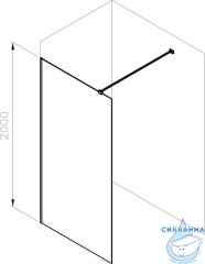 Душевое ограждение Ravak Walk-In Air Wall 120 см профиль черный, стекло прозрачное GW9W70300Z1C