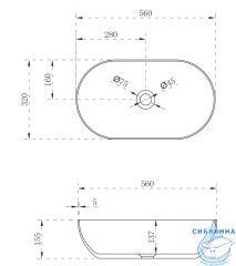 Раковина на столешницу 56 см ABBER Stein AS2611