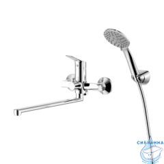 Смеситель для ванны с длинным изливом с керамическим дивертором,  Nelson, Milardo, NELSBLCM10