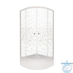 Душевое ограждение Тритон Стандард В 90x90 профиль белый, стекло мозаика Щ0000061809 (с поддоном)