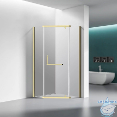 Душевое ограждение Veconi Ровиго 80x80 профиль брашированное золото, стекло прозрачное RV36G-80-01-C5 (без поддона)