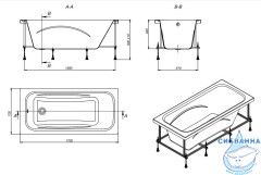 Акриловая ванна Roca Line 170x70 с каркасом