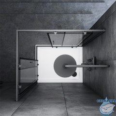 Душевое ограждение Am.Pm Gem 100x80 профиль черный, стекло прозрачное (без поддона)