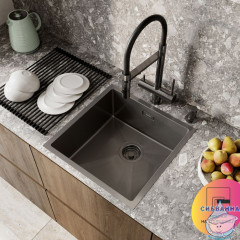 Мойка, нерж.сталь, универсального монтажа, графит, 440*440,  Edifice, IDDIS, EDI44G0i77