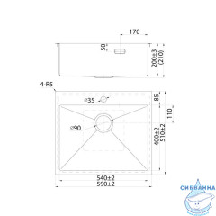 Мойка, нерж. сталь, сатин, 590*510, Haze, IDDIS, HAZ59S0i77