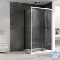 Душевое ограждение ABBER Schwarzer Diamant 100x90 профиль хром, стекло прозрачное AG30110H-S100 (без поддона)