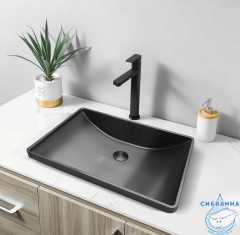 Раковина встраиваемая сверху ABBER Wasser Kreis AF2404MB черная матовая