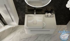 Тумба под раковину Jorno Shine 90 см Shi.01.90/P/W белый глянцевый