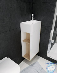 Тумба подвесная 1Marka Laura 40П с раковиной Laura 40 дуб сонома R