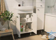 Тумба напольная  1Marka Story 50Н с раковиной Акватон 50 белый глянец