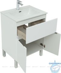 Тумба Aquanet Алвита New 60 с раковиной Flat 60 белый матовый