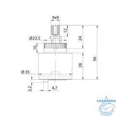 Картридж для смесителя, керамика, 35 мм, без ножек, 90°, cold-start mirror, IDDIS, 999C35D6SMMR
