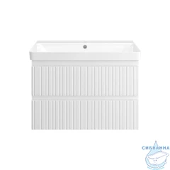 Тумба подвесная Brevita Victory 80 белый матовый с раковиной Dreja Luxury 80