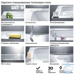 Стальная ванна Bette Select 170x70 с шумоизоляцией,с грязеотталкивающим покрытием betteglasur® plus, с ножками