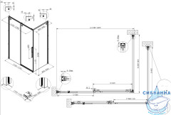 Душевое ограждение Vincea Ultima 120x90 профиль вороненая сталь, стекло прозрачное VSR-7UL9012CLGM