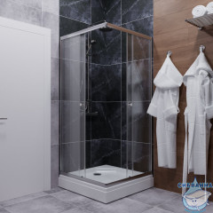 Душевое ограждение Тритон Вента 100x100 профиль хром, стекло прозрачное Щ0000049619 (с поддоном)