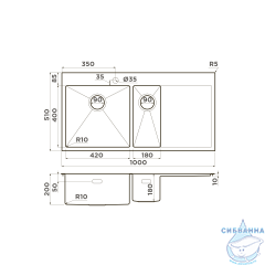 Кухонная мойка Omoikiri Akisame 100-2-IN-L 4973544 нержавеющая сталь