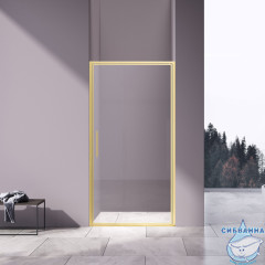 Дверь в нишу Vincea Slim 100 профиль брашированное золото, стекло прозрачное VDP-4SL100CLG