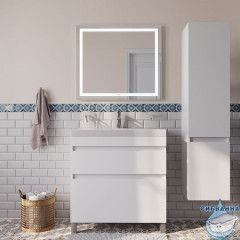 Тумба с умывальником напольная с ящиками, белая, 80 см, Zodiac, IDDIS, ZOD8CBFi95K  подходит ум. 3508000i28