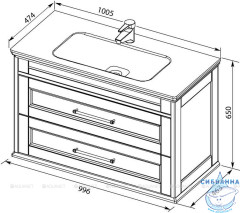Тумба Aquanet Бостон 100 с раковиной Бостон 100 белый матовый