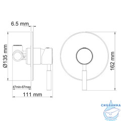 Встраиваемый смеситель для душа WasserKRAFT Main 4151 (хром)