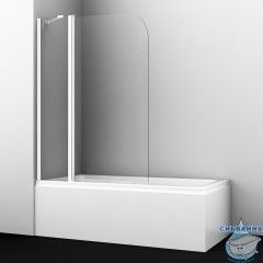 Шторка для ванны Wasserkraft Leine 35P02-110W 110x140 профиль белый, стекло прозрачное