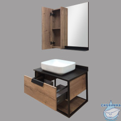 Шкаф-зеркало Comforty Кёльн 90 дуб темный