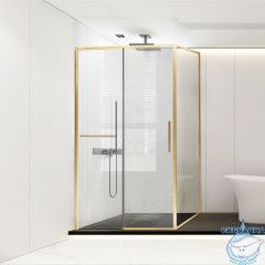 Душевое ограждение Vincea Slim Soft 140x100 профиль брашированное золото, стекло прозрачное VSR-1SS1014CLG