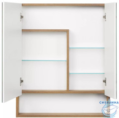 Шкаф-зеркало Акватон Сканди 70 белый глянцевый/дуб рустикальный