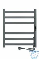 Полотенцесушитель электрический Indigo Oktava Slim (с таймером) 50х60 серый  (с возможностью скрытого подключения, подключение R/L)