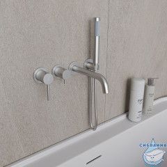 Встраиваемый смеситель для ванны Oliveeka Y-Line OL-889017-BN (никель)