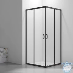 Душевое ограждение Veconi Rovigo 80x80 профиль черный, стекло прозрачное RV101B-80-01-C4 (без поддона)