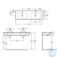 Раковина 140 см Jacob Delafon Vox EXAA112-Z-00