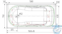 Чугунная ванна Универсал Сибирячка 150х75 с ножками и ручками