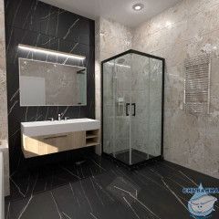 Душевое ограждение Тритон Фикс 90x90 профиль черный, стекло прозрачное Щ0000067440 (без поддона)