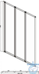 Шторка для ванны Encanto Alto 100х140 профиль хром, стекло прозрачное EG100.5320A