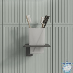 Подстаканник одинарный, матовое стекло, сплав металлов, Slide, графит, IDDIS, SLIGMG1i45