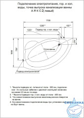 Акриловая ванна Aquatek Аякс  2 L 170х110 с каркасом