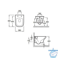 Инсталляция Jacob Delafon E29025-NF с кнопкой смыва E29026-01R в комплекте с унитазом Jacob Delafon Vox EDM102-00 c сиденьем Soft close (микролифт) легкосъёмное E20142-00
