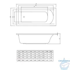 Ванна акриловая C-BATH Selena 180х80 