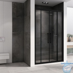 Дверь в нишу Abber Schwarzer Diamant 160x195 профиль черный, стекло прозрачное AG33160BH