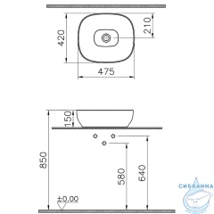 Раковина на столешницу 48 см Vitra Outline Recycled 7994B066-0016