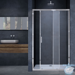 Дверь в нишу Vincea Alpha 120 профиль хром, стекло прозрачное VDS-3AL120CL