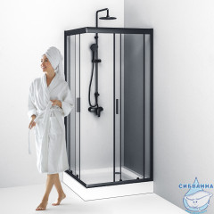 Душевое ограждение Am.Pm Gem W90G-403-090BT 90x90 профиль черный, стекло прозрачное (без поддона)