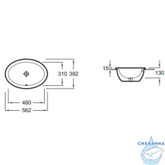 Раковина встраиваемая 56 см Jacob Delafon Vox EYH102-00