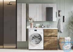 Тумба Акватон Лондри 60 дуб рустикальный с раковиной Лондри 120 R