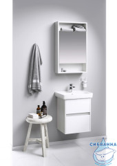 Тумба подвесная Aqwella Сити 55 белый/дуб канадский с раковиной 60