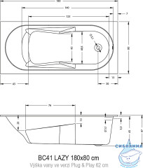 Акриловая ванна Riho Lazy 180x80 с каркасом