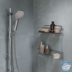 Полка двухъярусная прямая, проволока стальная, хром, Grid, Milardo, GRICS2CM44