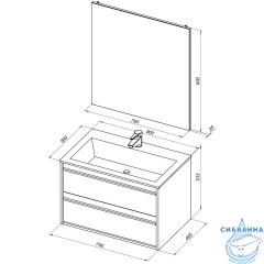 Тумба Aquanet Lino 80 253912  с раковиной Электра 80 дуб веллингтон